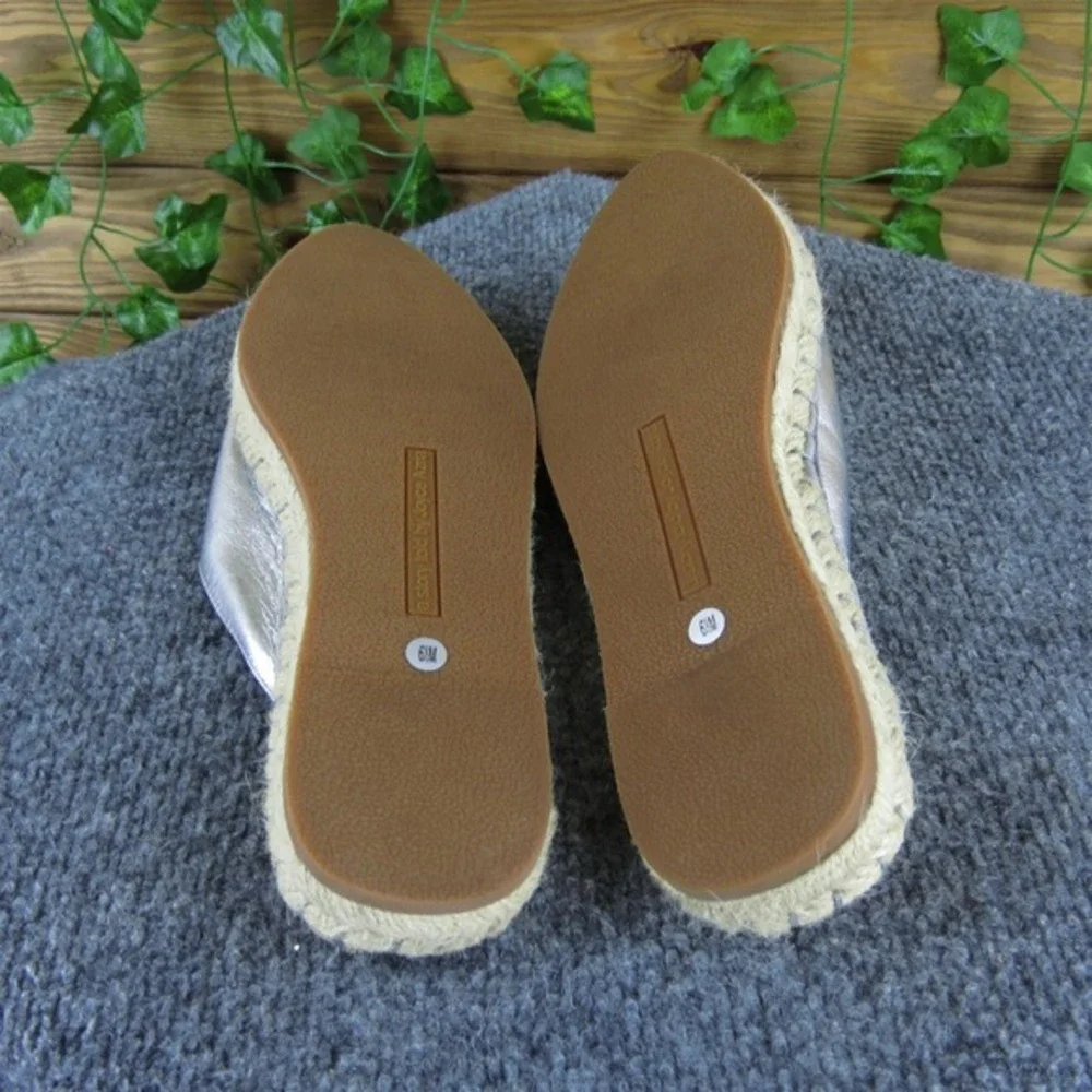 Avec Les Filles Women Mule Espadrille Silver Leather 6.5 Medium Gently Used 2025